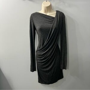 Max Studio Grey Long Sleeve Crossover Draped Dress Size Extra Small